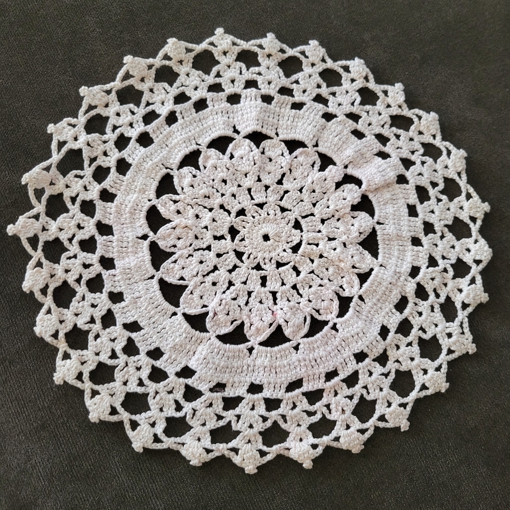 Vintage Handmade pale pink crochet doilie